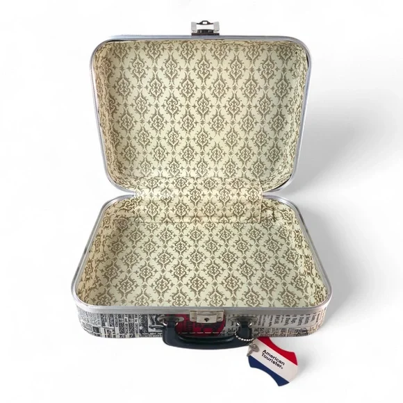 Vintage American Tourister "The Emporium" Newsprint Suitcase – Retro Hard Shell - Picture 3 of 6